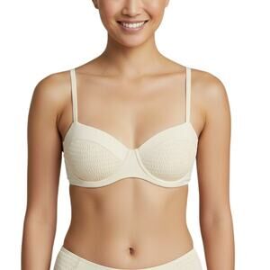 L*Space Marley Smocked Underwire Bikini Top Cream Size XL NWT